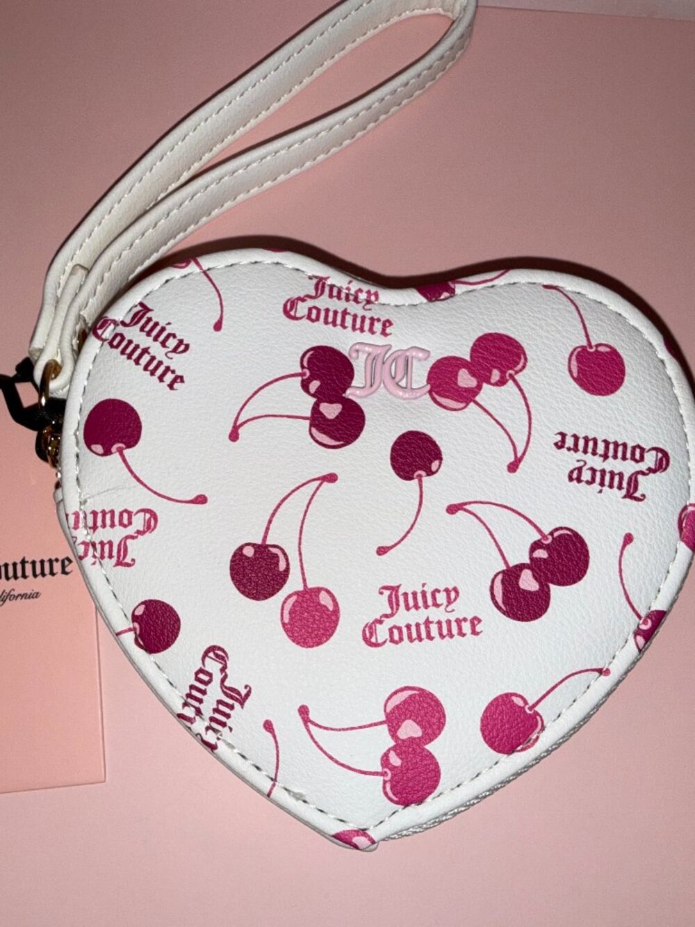 Juicy Couture Cherry On Top Heart Zip Wristlet Wallet